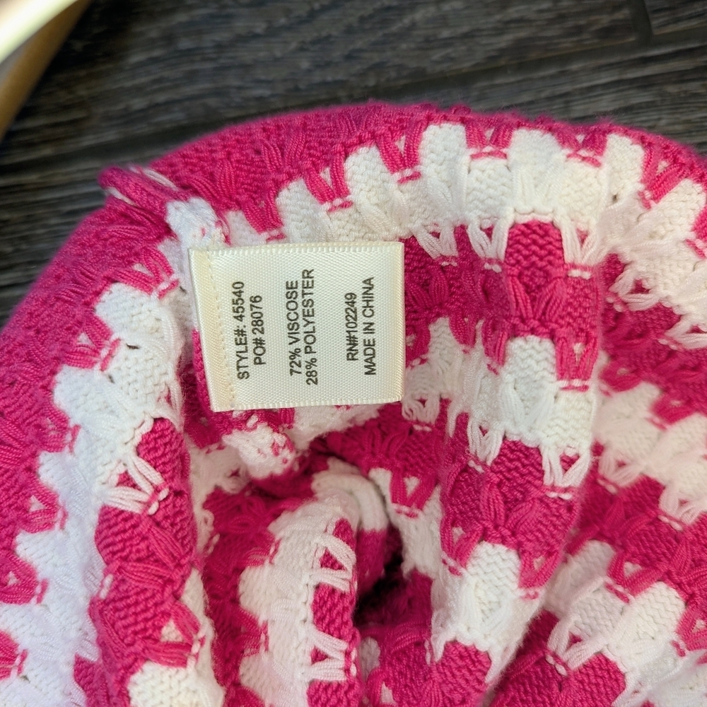 Open Stitch Short Sleeve Sweater Top Pink Stripe Large Skies Are Blue - Picture 4 of 5
